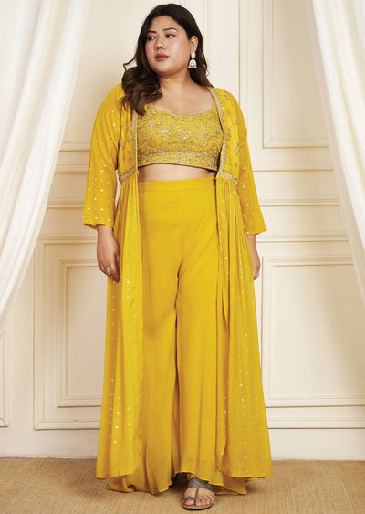 Mustard Yellow Silk Palazzo Set