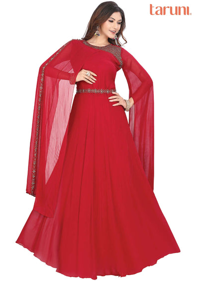 Rani Pink Georgette Embroidered Gown