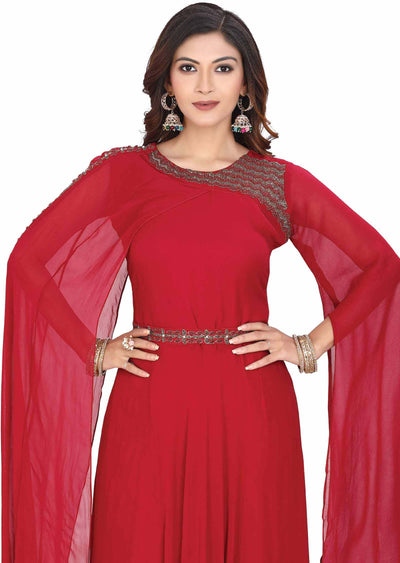 Rani Pink Georgette Embroidered Gown