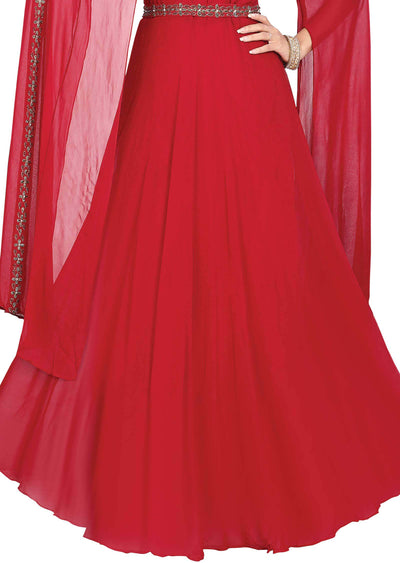 Rani Pink Georgette Embroidered Gown