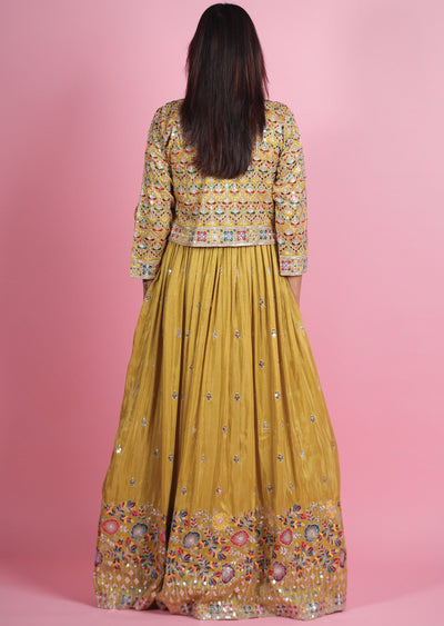 Mustard Tissue Silk Gown