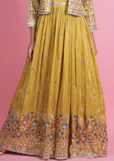 Mustard Tissue Silk Gown
