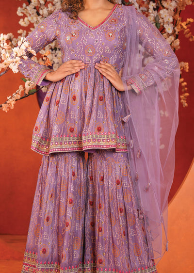 Dark Lavender Chinnon Shararas/Ghararas