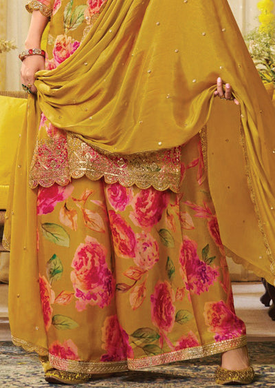 Mustard Silk Shararas Ghararas