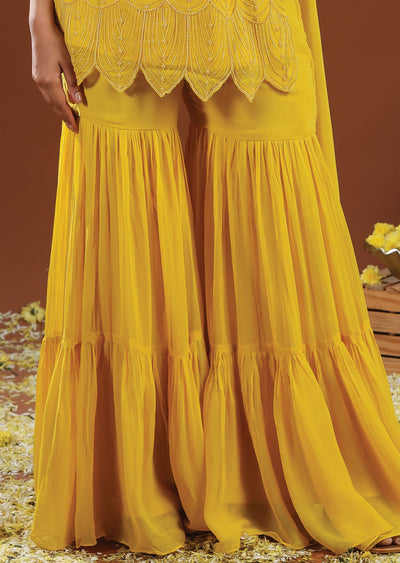 Yellow Georgette Shararas Ghararas Set