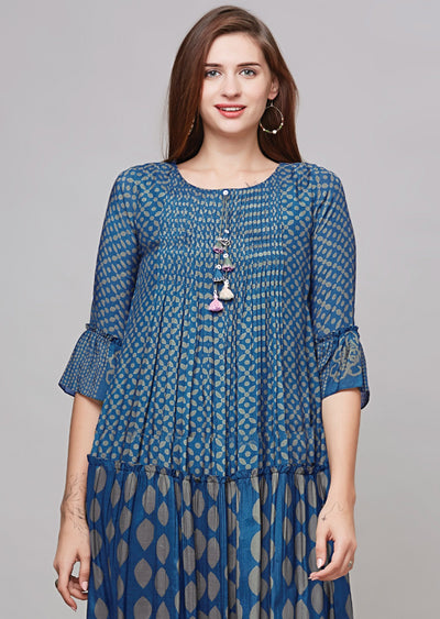 Blue Muslin Midi Dress