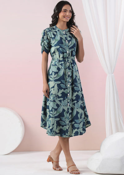 Rama Blue Muslin Midi Dress