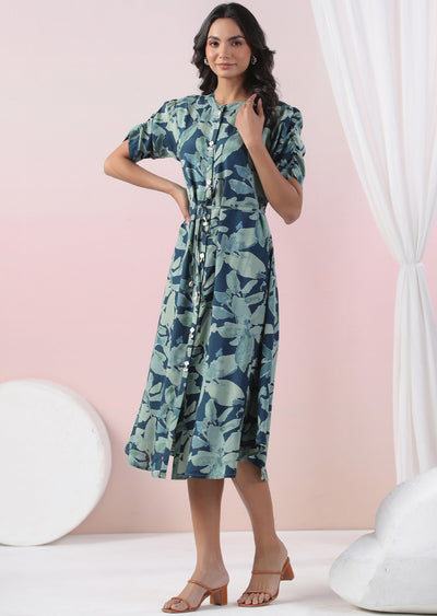 Rama Blue Muslin Midi Dress