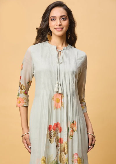 Grey Georgette Midi Dress