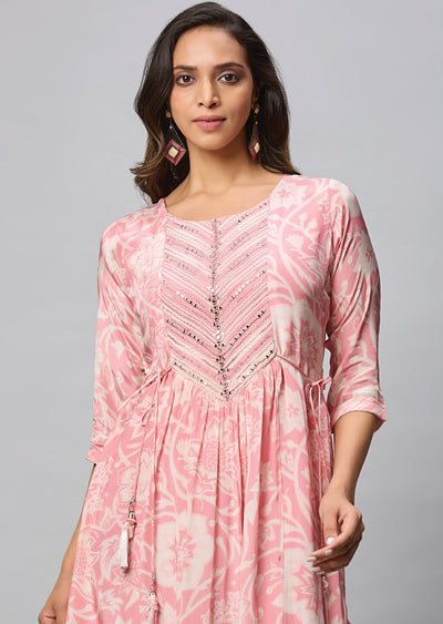 Pink Crepe Midi Dress