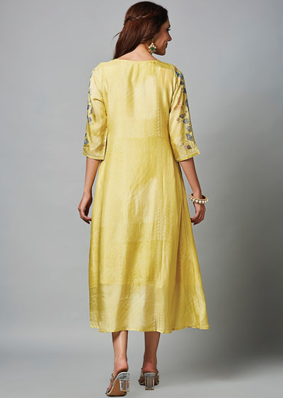 Light Yellow Dola Silk Midi Dress