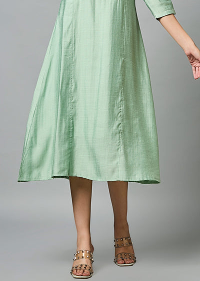Dusty Green Soft Silk Midi Dress