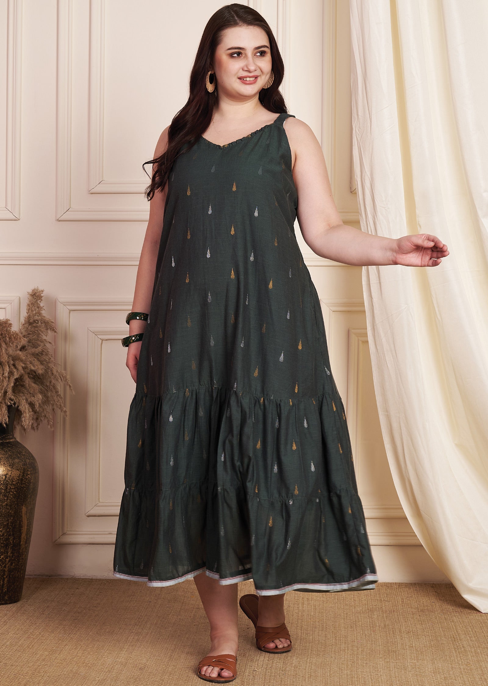 Dark Grey Cotton Midi Dress