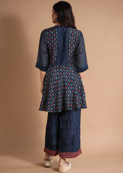 Navy Blue Chinnon Co-Ord Set