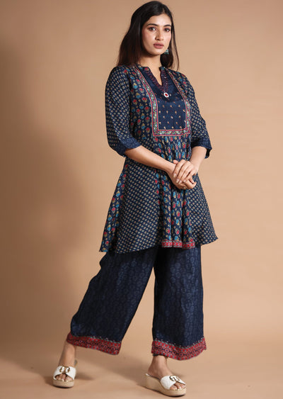 Navy Blue Chinnon Co-Ord Set