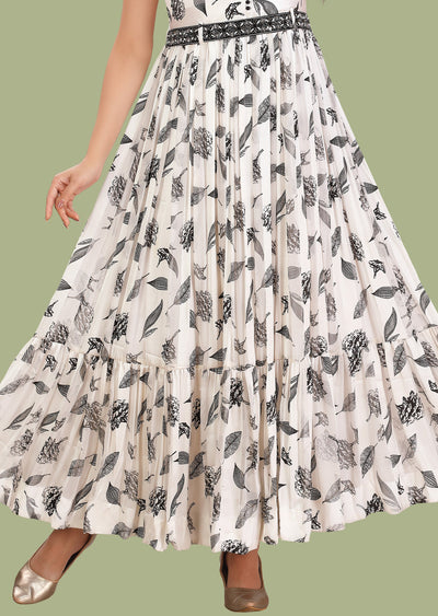 Off White Satin Georgette Kurtis Full Length