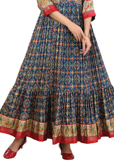 Rama Blue Silk Kurtis Full Length