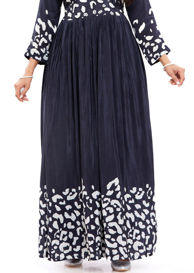 Black & White Long Gown Style Kurti with Pearls Work