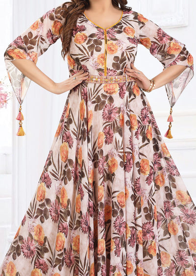 Fawn Georgette Long Dress