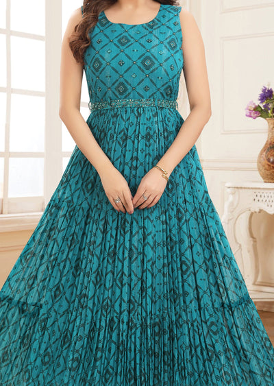 Rama Green Chiffon Long Dress