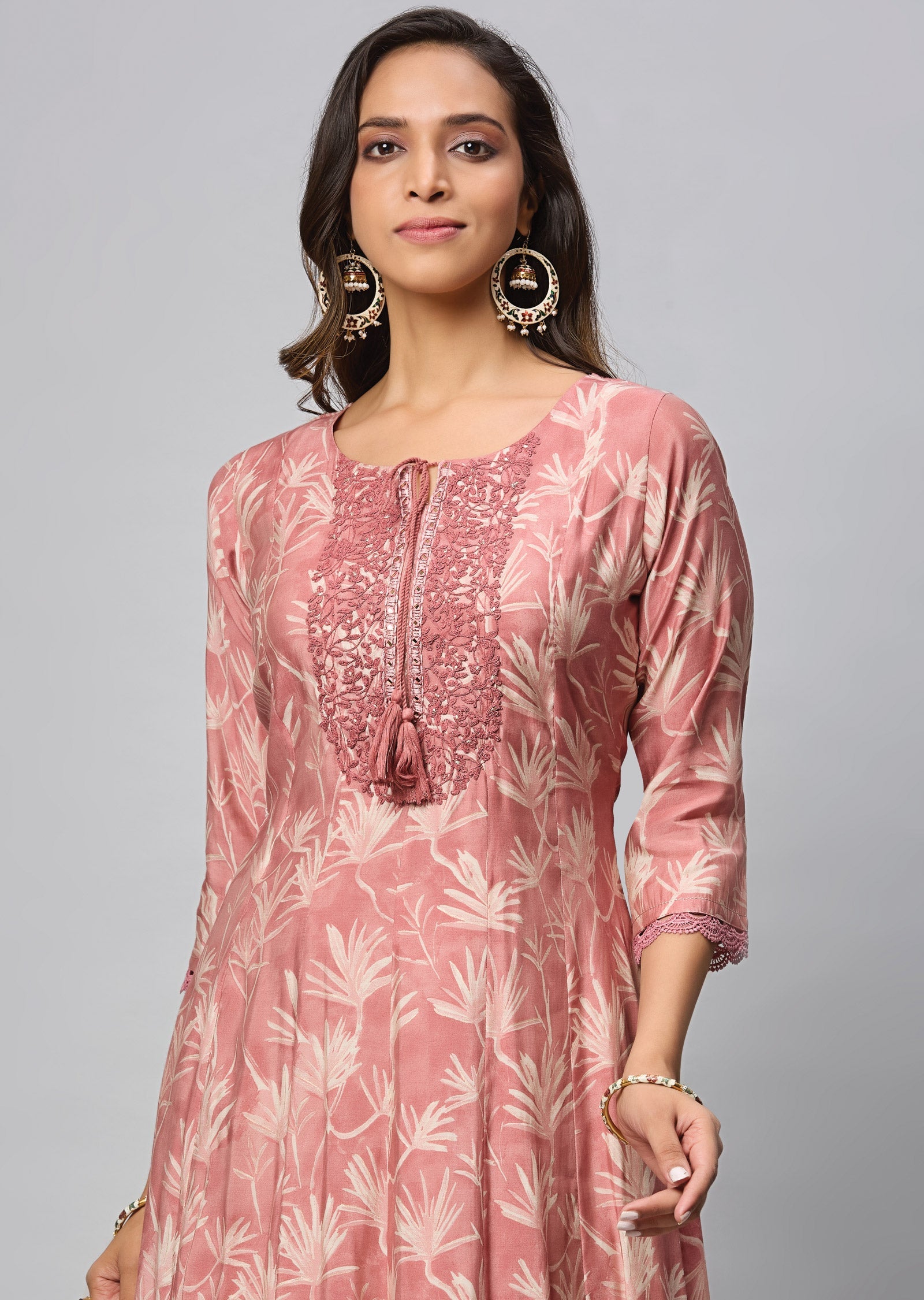 Dark Onion Pink Muslin Silk Long Dress