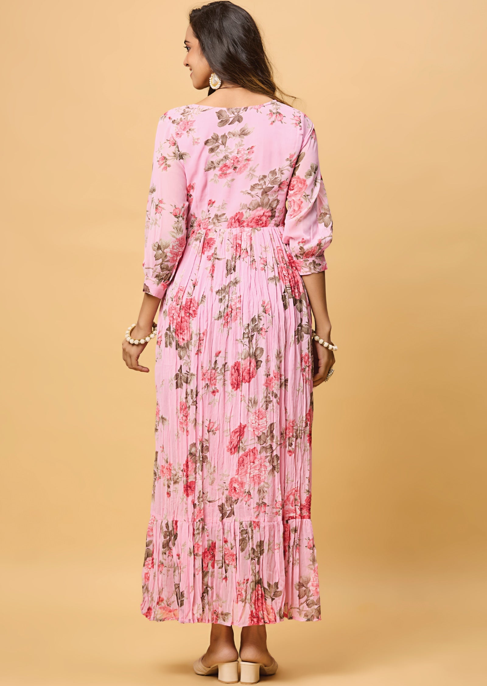 Pink Georgette Long Dress