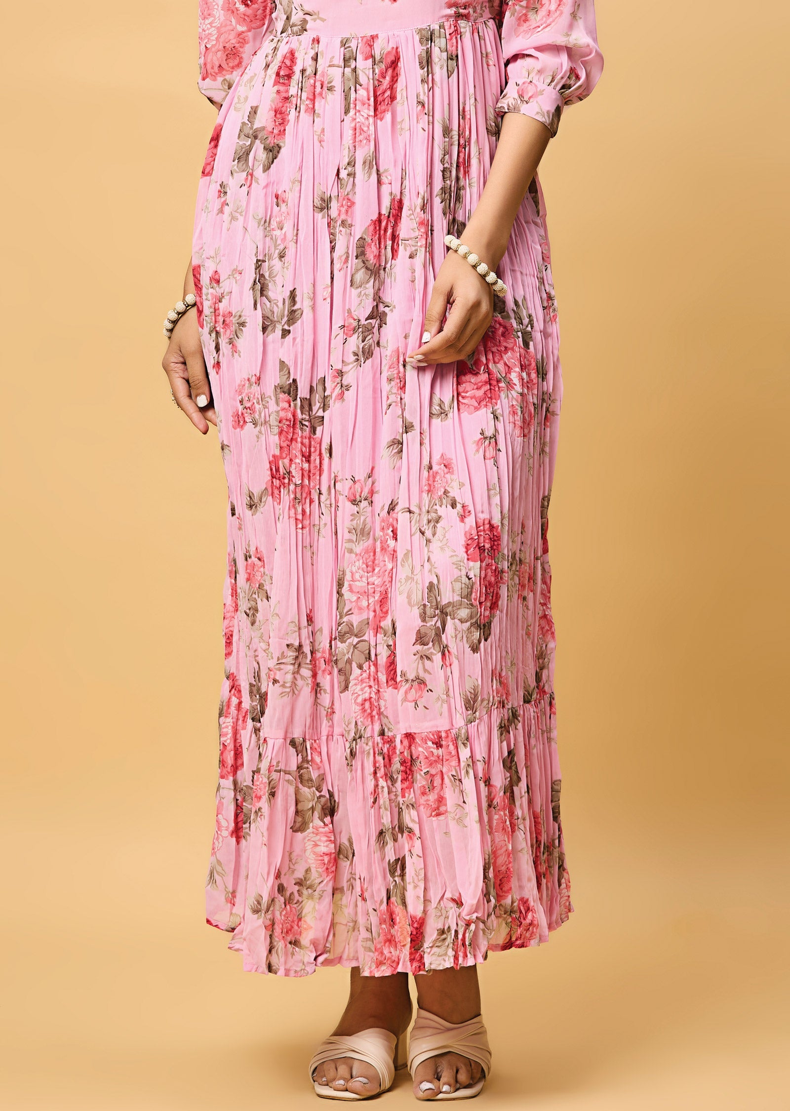 Pink Georgette Long Dress