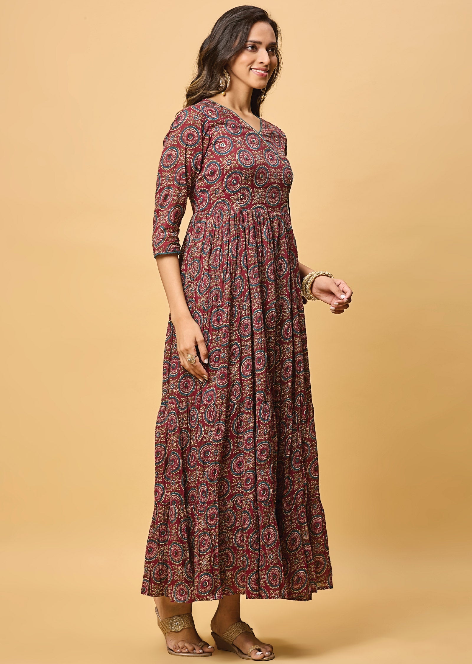 Magenta Cotton Long Dress