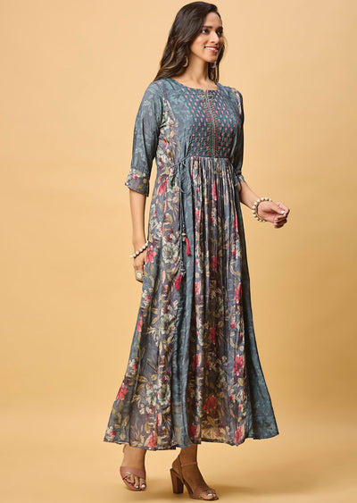 Dark Grey Muslin Long Dress