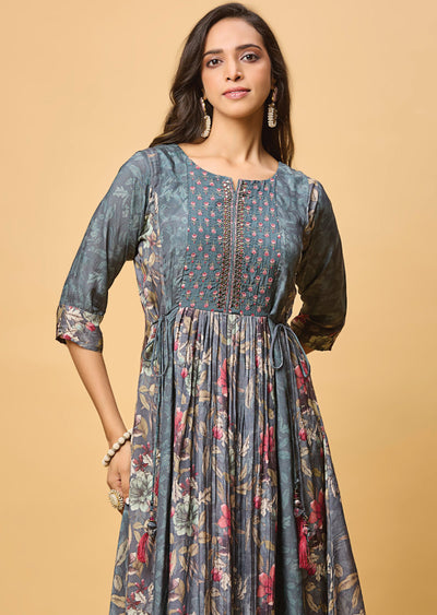 Dark Grey Muslin Long Dress