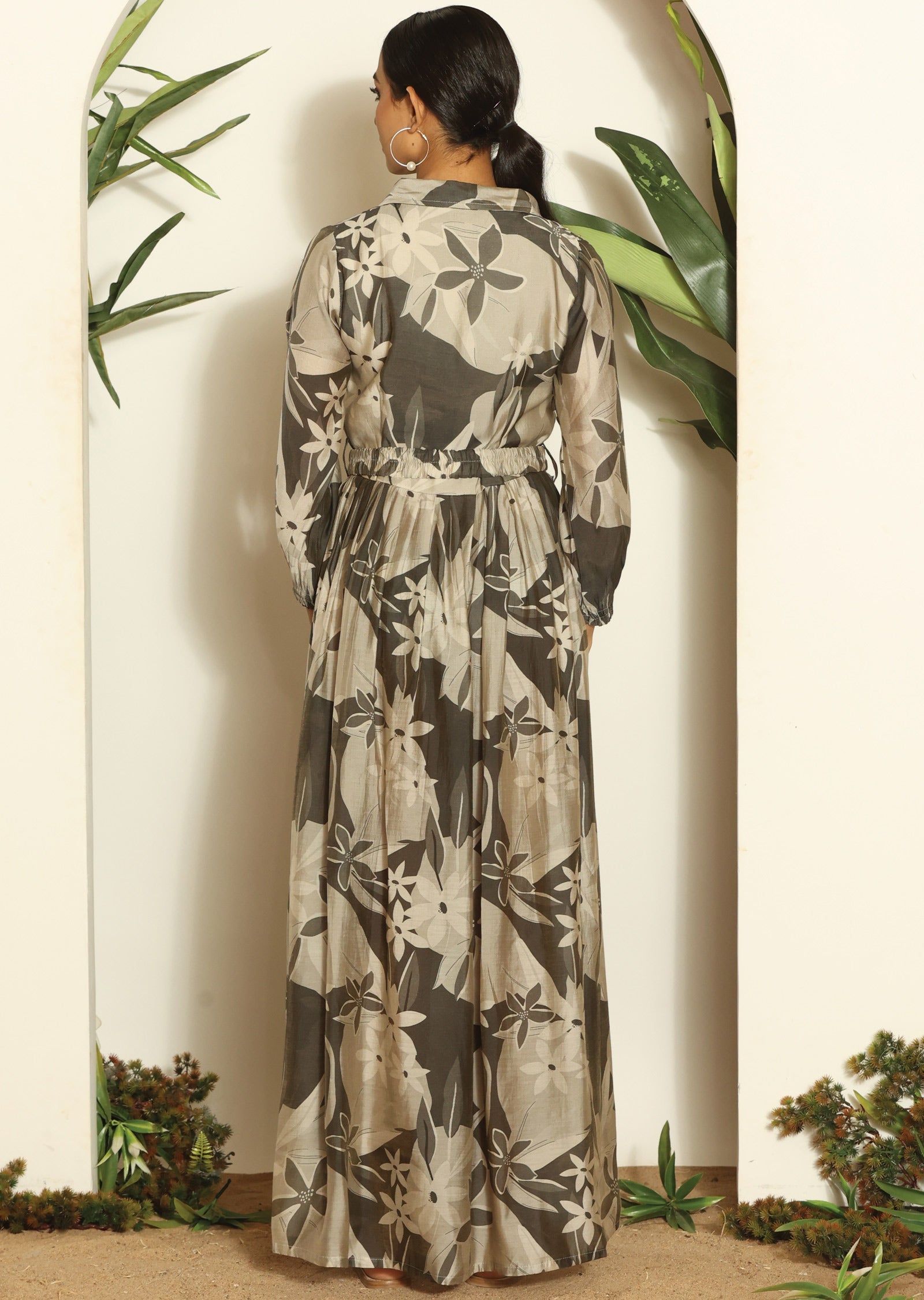 Grey Muslin Long Dress