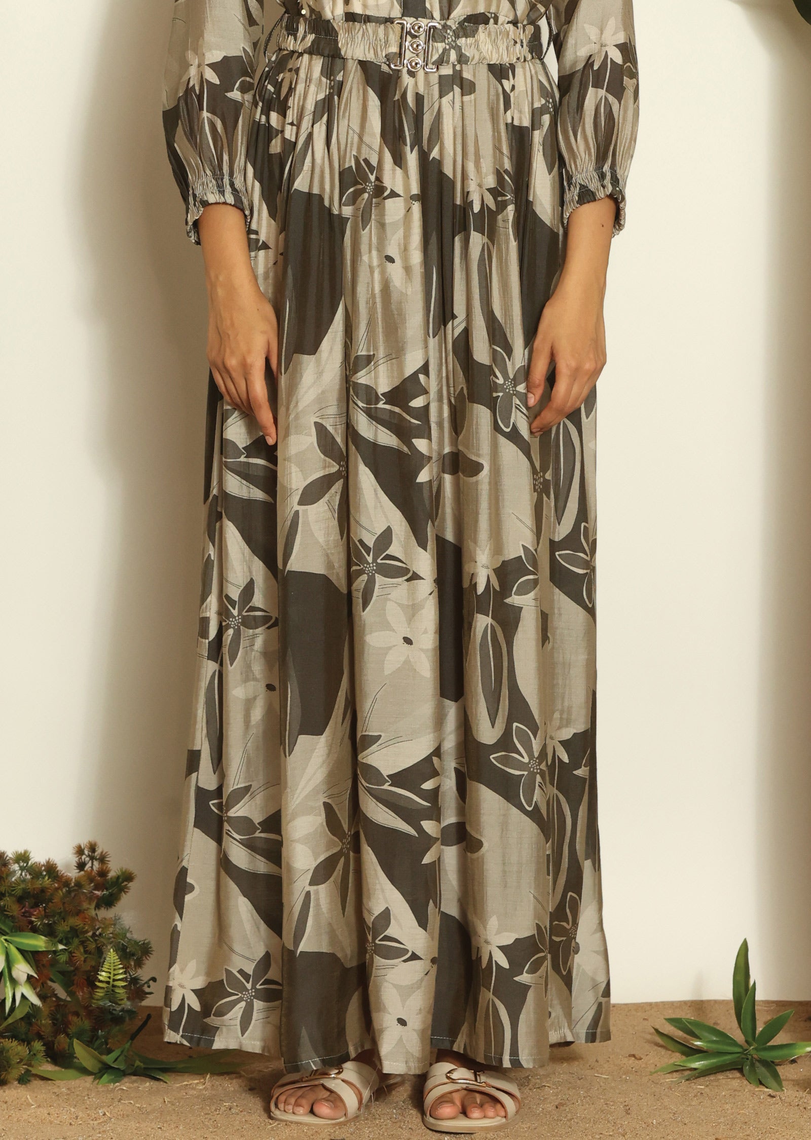 Grey Muslin Long Dress