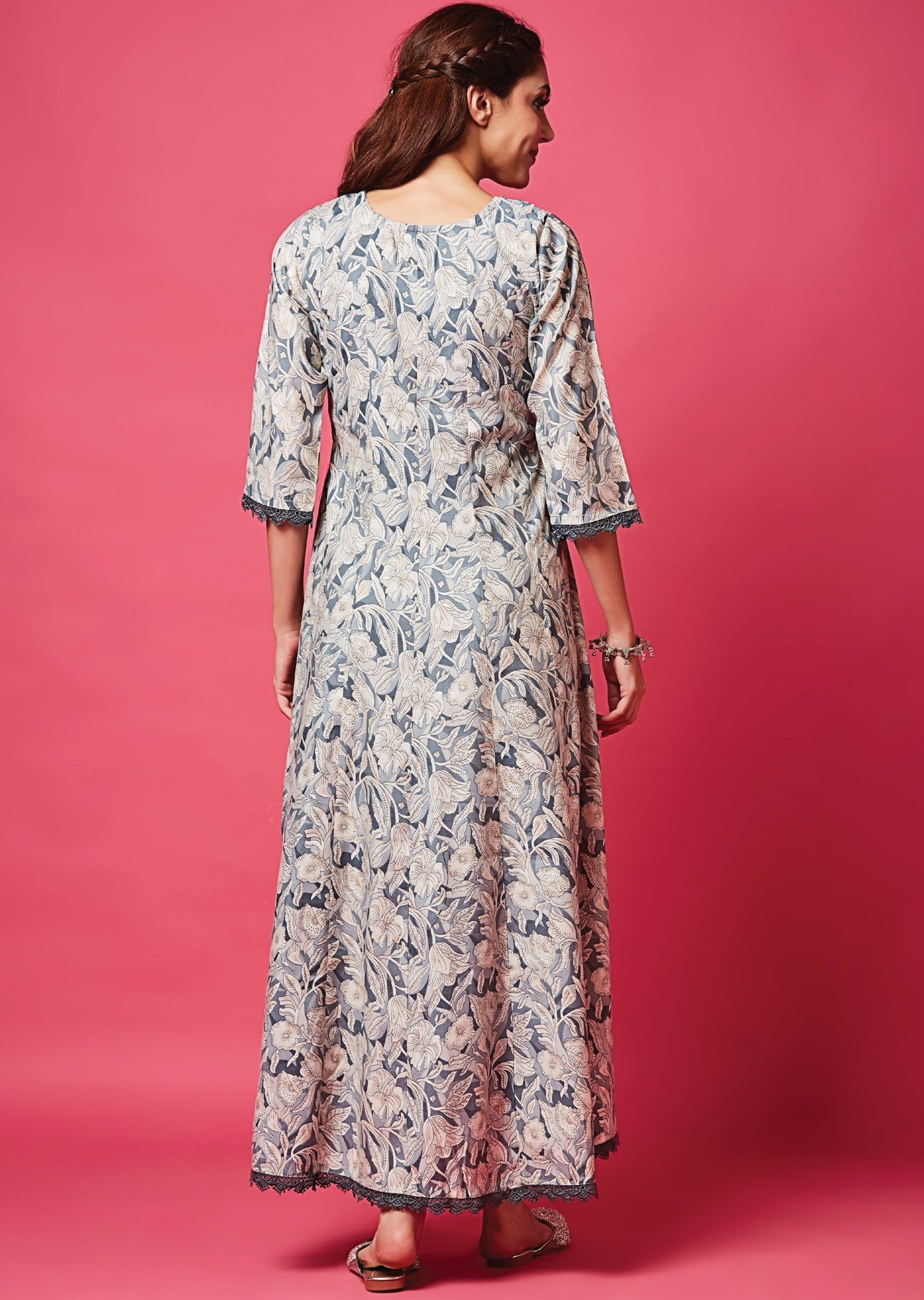 Grey Modal Silk Long Dress