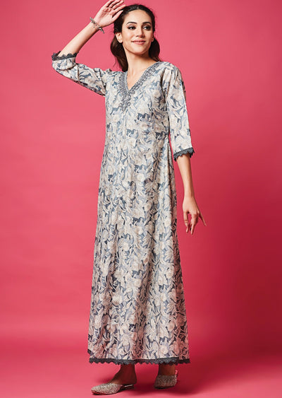 Grey Modal Silk Long Dress