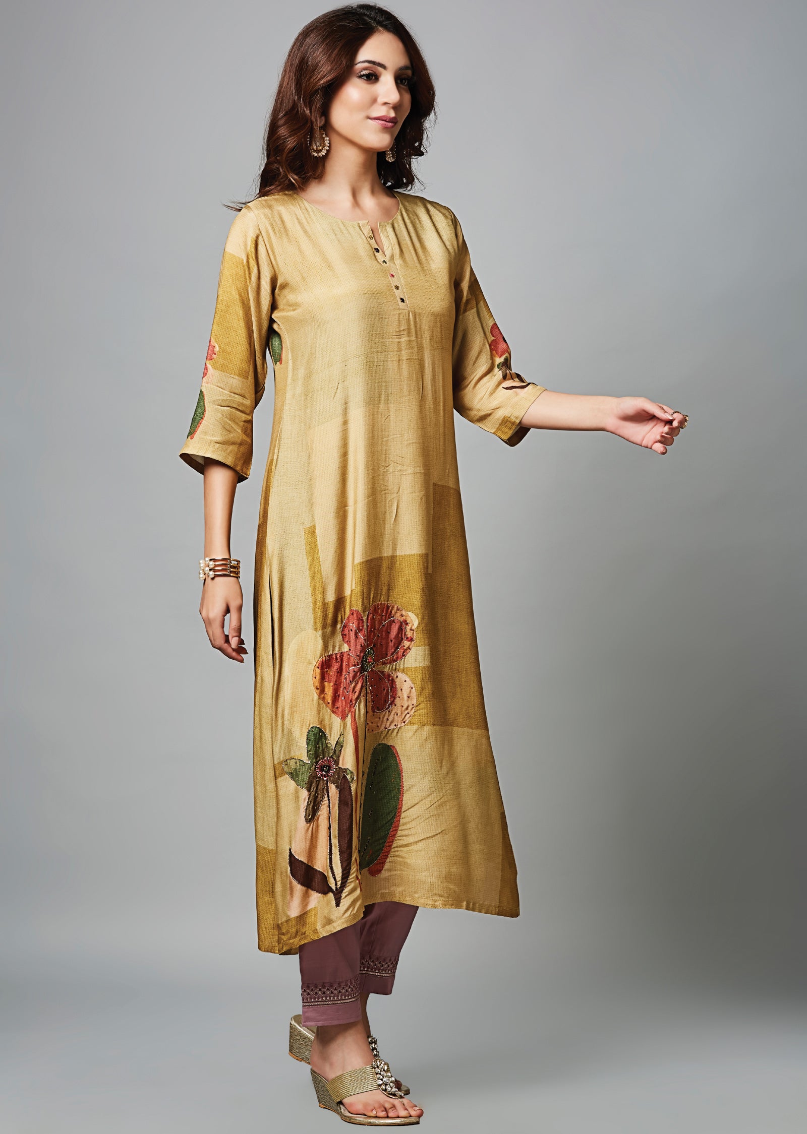 Light Brown Dola Silk Straight Cut