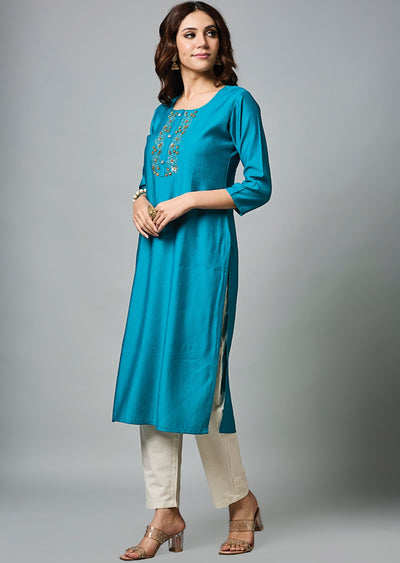 Rama Blue Soft Silk Straight Cut
