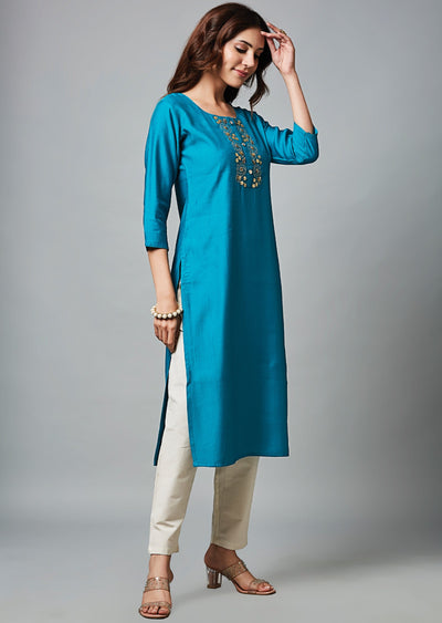 Rama Blue Soft Silk Straight Cut