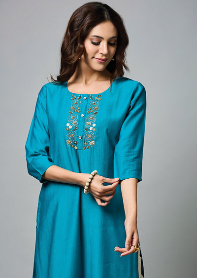 Rama Blue Soft Silk Straight Cut