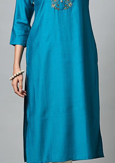 Rama Blue Soft Silk Straight Cut