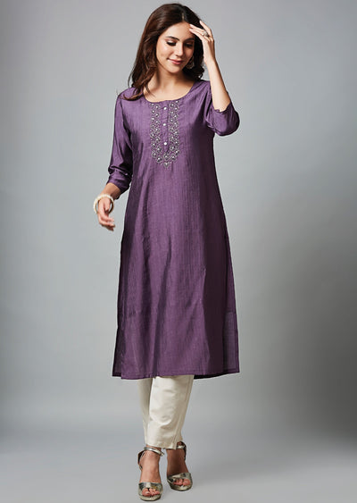 Mauve Soft Silk Straight Cut