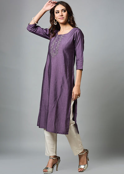 Mauve Soft Silk Straight Cut