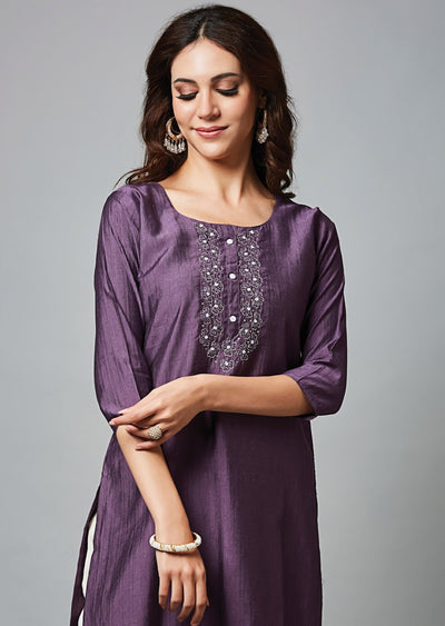 Mauve Soft Silk Straight Cut