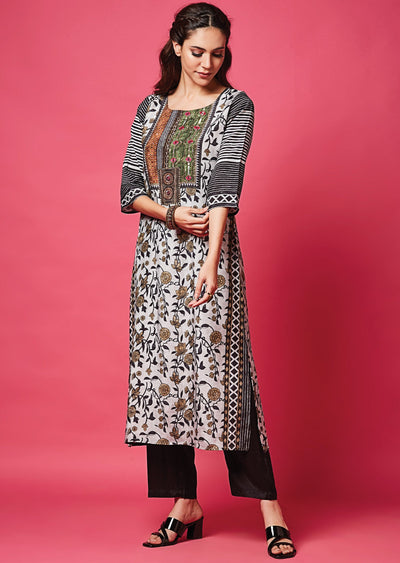 Light Grey Muslin Straight Cut
