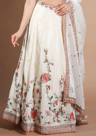 Cream Silk Lehengas