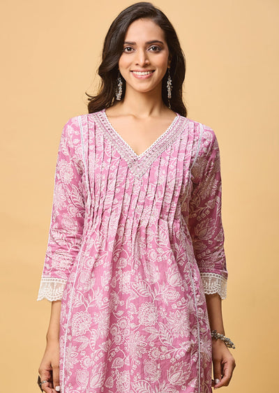 Lavender Cotton Straight Cut Suit