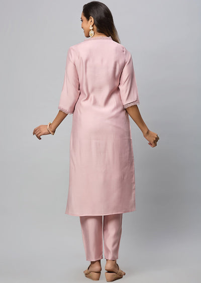Dusty Pink Russian Silk Straight Cut Suit