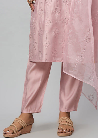Dusty Pink Russian Silk Straight Cut Suit