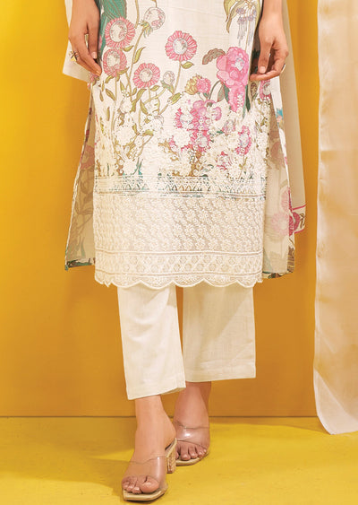 Cream Cotton Straight Cut Suit