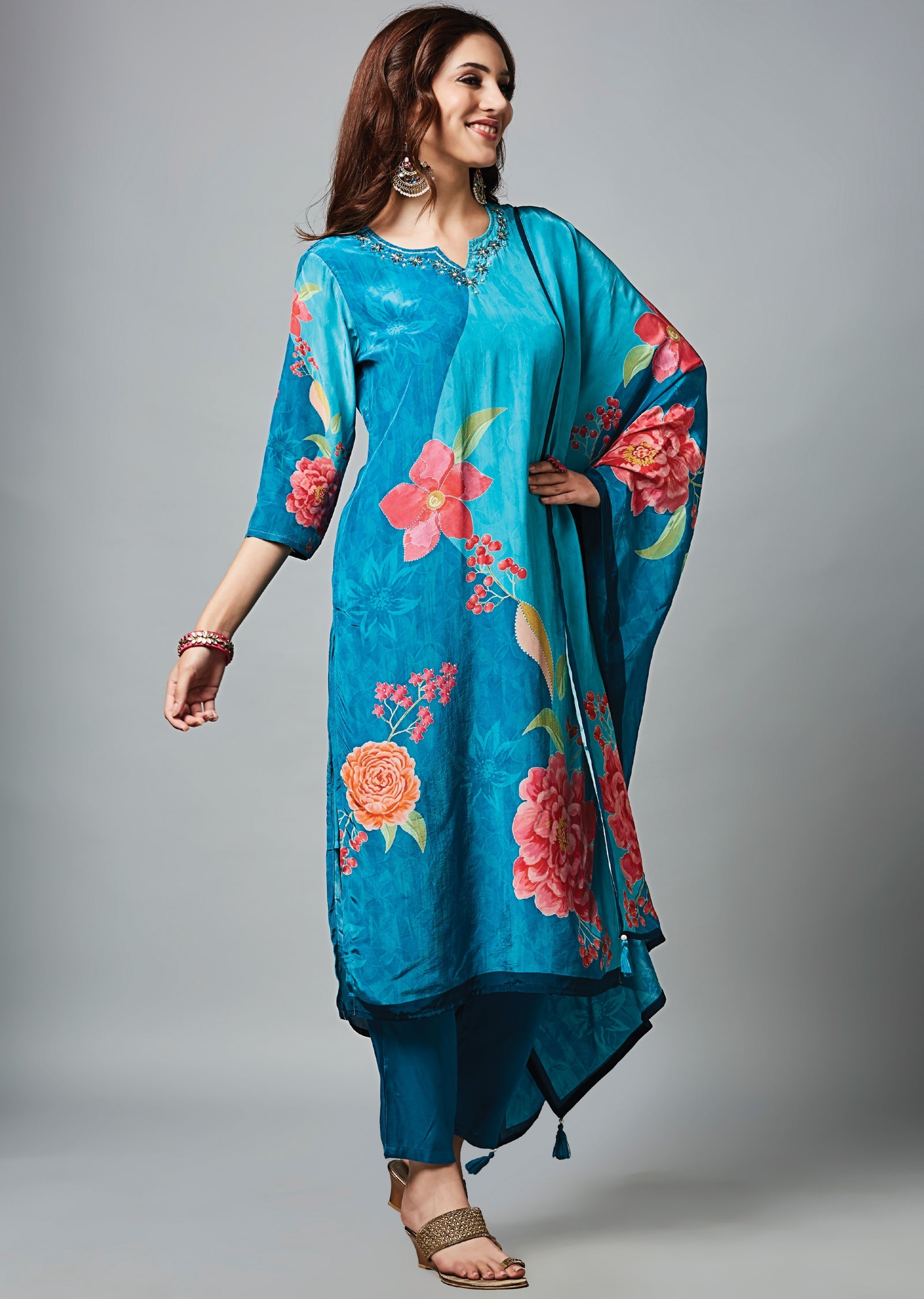 Rama Blue Crepe Straight Cut Suit