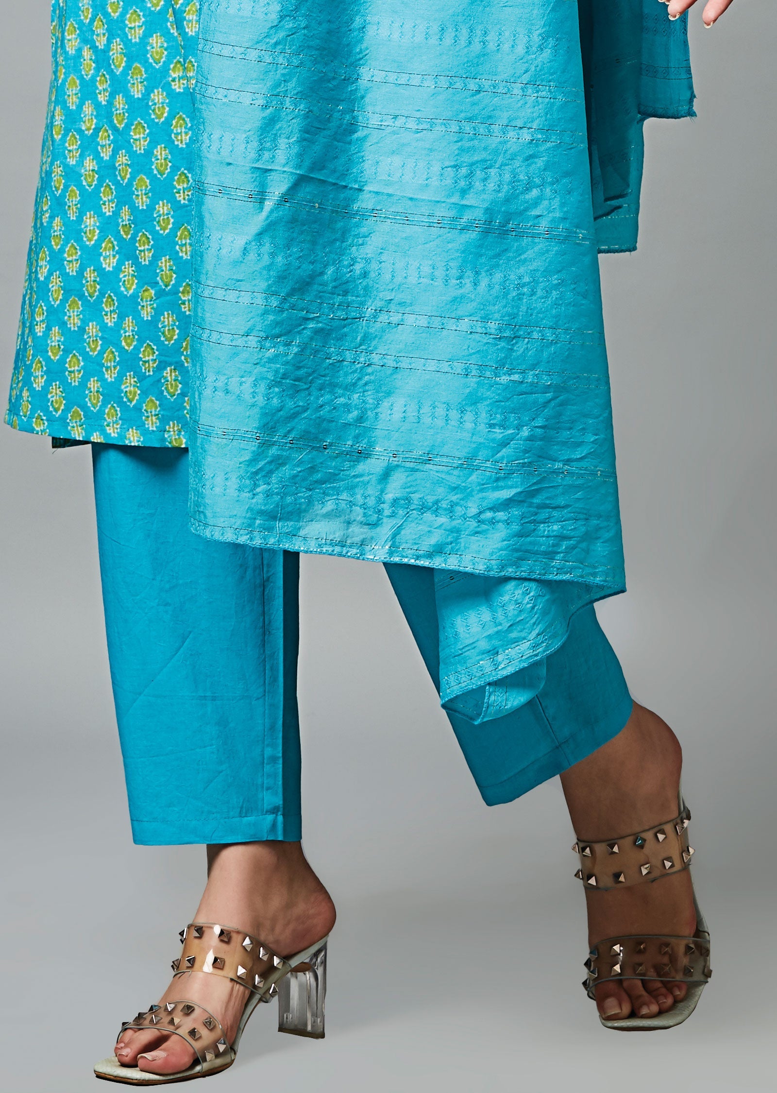 Light Blue Cotton Straight Cut Suit